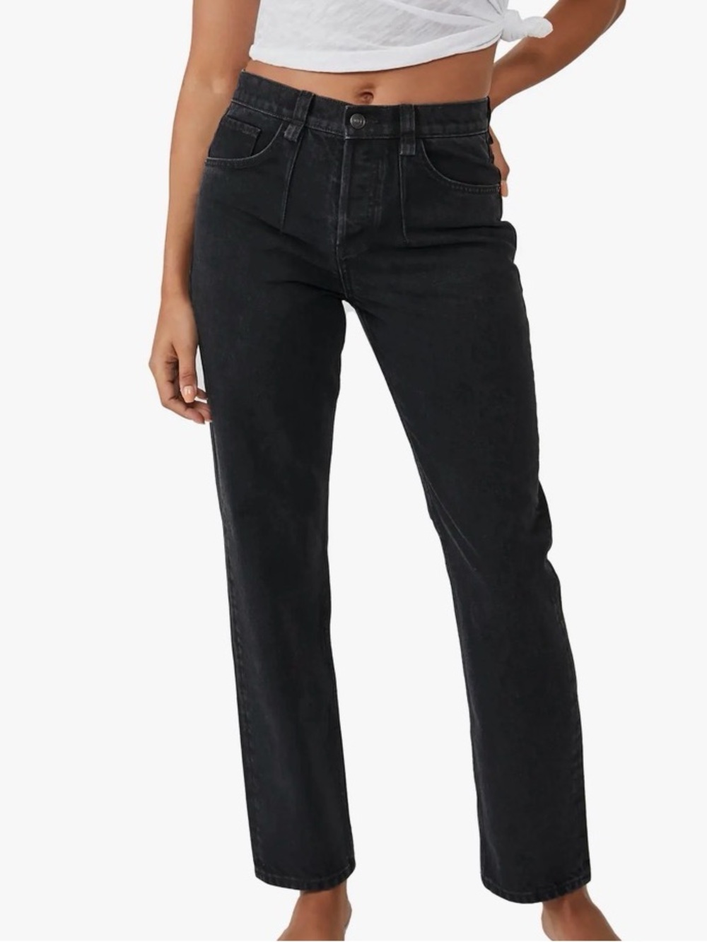 We The Free Black Straight-Leg Jeans